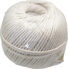 Made in USA - 0.08 Inch Diameter, Cotton Twine Ball - 82 Lbs. Breaking Strength, White, 610 Ft. per Lb. - Industrial Tool & Supply