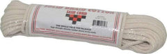 Made in USA - 100' Max Length Cotton Solid Braided Cotton Cord with Reinforced Core - 3/16" Diam, 250 Lb Capacity - Industrial Tool & Supply