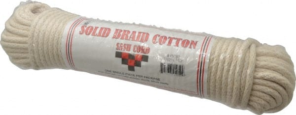 Made in USA - 100' Max Length Cotton Solid Braided Cotton Cord with Reinforced Core - Industrial Tool & Supply