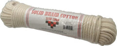 Made in USA - 100' Max Length Cotton Solid Braided Cotton Cord with Reinforced Core - Industrial Tool & Supply