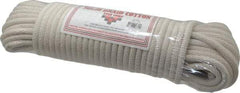 Made in USA - 100' Max Length Cotton Solid Braided Cotton Cord with Reinforced Core - 3/8" Diam, 925 Lb Capacity - Industrial Tool & Supply