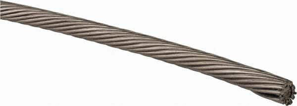 1/16 Inch Diameter Stainless Steel Wire Rope 500 Lbs. Breaking Strength, Material Grade 304, 1 x 19 Single Strand