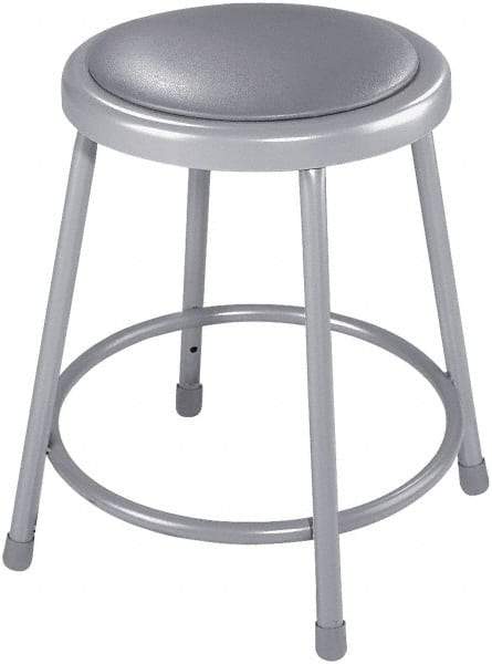 NPS - 18 Inch High, Stationary Fixed Height Stool - 14 Inch Deep x 14 Inch Wide, Vinyl Seat, Grey - Industrial Tool & Supply