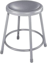 NPS - 18 Inch High, Stationary Fixed Height Stool - 14 Inch Deep x 14 Inch Wide, Vinyl Seat, Grey - Industrial Tool & Supply