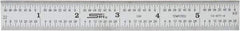 SPI - 6" Long, 1/64, 1/32" Graduation, Rigid Spring Steel Rule - 10R Graduation Style, 3/4" Wide, Silver, Satin Chrome Finish - Industrial Tool & Supply