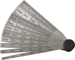 SPI - 2 to 12mm Measurement, 10 Leaf Taper Gage - 64mm Long, Tempered Steel, 0.02mm Graduation - Industrial Tool & Supply