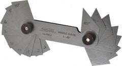 SPI - 20 Piece Spring Steel Angle Gage Set - 1 to 45° Primary Angle - Industrial Tool & Supply