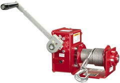 THERN - 2000/1200 Lbs. Load Limit Worm Gear Hand Winch - 13-1/2 Inches Long x 17.3 Inches High x 15.56 Inches Deep, 2,000 Lbs. Line Pull Capacity, 14 Lbs. Force to Lift 1,000 Pounds - Industrial Tool & Supply