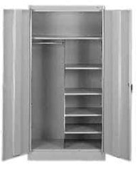 Tennsco - 6 Shelf Combination Storage Cabinet - Steel, 36" Wide x 24" Deep x 78" High, Putty - Industrial Tool & Supply