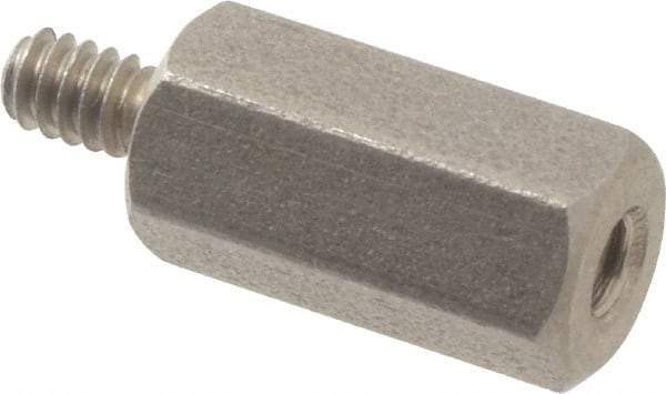 Electro Hardware - #4-40, 11/16" OAL, 1/4" Across Flats, Stainless Steel Hex Male/Female Circuit Board Standoffs - 1/4" Thread Depth, 1/2" Body Length, Bright Finish - Industrial Tool & Supply