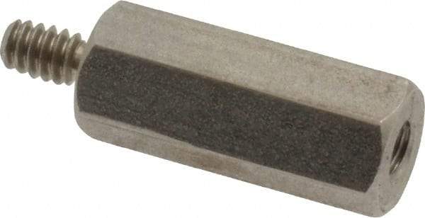 Electro Hardware - #4-40, 13/16" OAL, 1/4" Across Flats, Stainless Steel Hex Male/Female Circuit Board Standoffs - 1/4" Thread Depth, 5/8" Body Length, Bright Finish - Industrial Tool & Supply