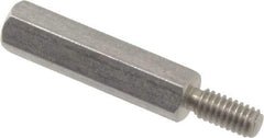 Electro Hardware - #8-32, 1-3/8" OAL, 1/4" Across Flats, Stainless Steel Hex Male/Female Circuit Board Standoffs - 7/16" Thread Depth, 1" Body Length, Bright Finish - Industrial Tool & Supply