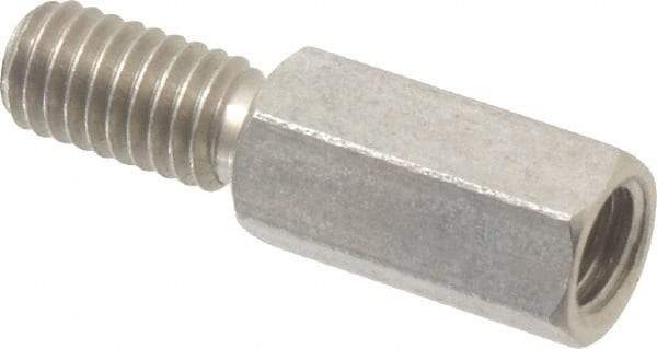 Electro Hardware - #10-32, 7/8" OAL, 1/4" Across Flats, Stainless Steel Hex Male/Female Circuit Board Standoffs - 1/2" Thread Depth, 1/2" Body Length, Bright Finish - Industrial Tool & Supply