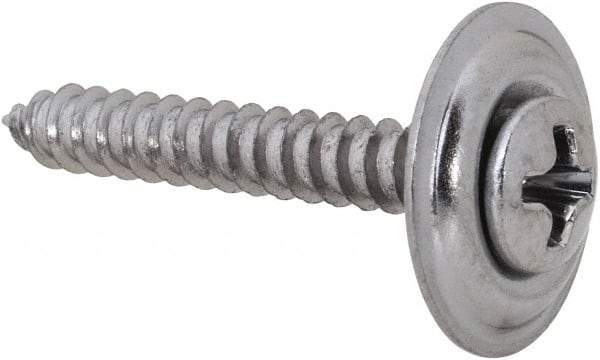 Value Collection - #6 Sems Oval Head Phillips Sheet Metal Screw - Steel, 1" OAL, Grade 2 - Industrial Tool & Supply