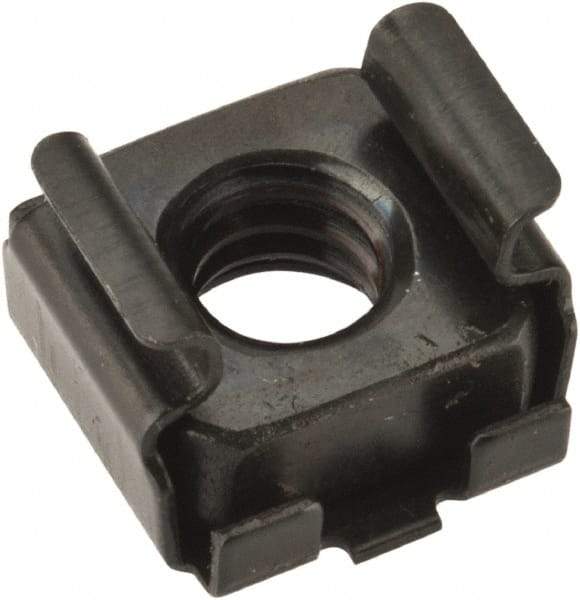 Value Collection - 1/4-20 Screw, 0.064 to 0.105" Thick, Spring Steel Cage Nut - 3/8" Center Edge, Black Phosphate Finish - Industrial Tool & Supply