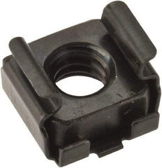 Value Collection - 1/4-20 Screw, 0.064 to 0.105" Thick, Spring Steel Cage Nut - 3/8" Center Edge, Black Phosphate Finish - Industrial Tool & Supply