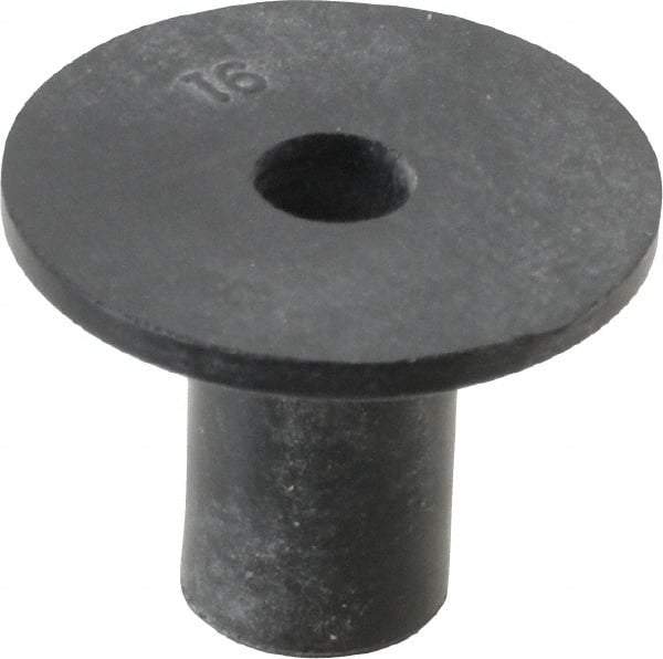 Au-Ve-Co Products - #8-32, 3/4" Diam x 0.062" Thick Flange, Rubber Insulated Rivet Nut - UNC Thread, Neoprene, 1/2" Long x 5/16" Body Diam, 0.575" OAL - Industrial Tool & Supply
