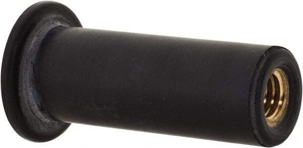 Au-Ve-Co Products - #10-32, 0.562" Diam x 0.051" Thick Flange, Rubber Insulated Rivet Nut - UNF Thread, Neoprene, 1" Long x 3/8" Body Diam, 1.051" OAL - Industrial Tool & Supply
