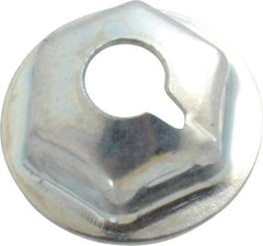 Au-Ve-Co Products - #10-24, 1/2" OD, 3/8" Width Across Flats Washer Lock Nut - Zinc-Plated Spring Steel, For Use with Threaded Fasteners - Industrial Tool & Supply