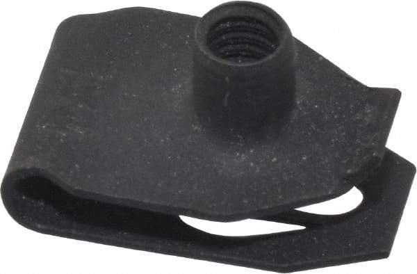 Value Collection - #8-32 Screw, 0.025 to 0.15" Thick, Spring Steel Extruded Tapped Hole U Nut - 3/8" Center Edge, Black Phosphate Finish - Industrial Tool & Supply