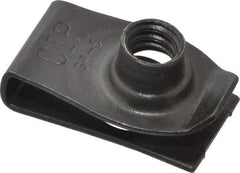 Value Collection - 1/4-20 Screw, 0.025 to 0.15" Thick, Spring Steel Extruded Tapped Hole U Nut - 17/32" Center Edge, Black Phosphate Finish - Industrial Tool & Supply