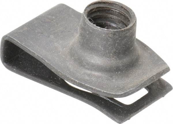 Au-Ve-Co Products - 5/16-18 Screw, 0.025 to 0.15" Thick, Spring Steel Extruded Tapped Hole U Nut - 9/16" Center Edge, Black Phosphate Finish - Industrial Tool & Supply