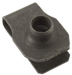 Au-Ve-Co Products - 3/8-16 Screw, 0.05 to 0.2" Thick, Spring Steel Extruded Tapped Hole U Nut - 3/4" Center Edge, Black Phosphate Finish - Industrial Tool & Supply