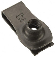 Value Collection - 3/8-16 Screw, 0.05 to 0.2" Thick, Spring Steel Extruded Tapped Hole U Nut - 1-1/8" Center Edge, Black Phosphate Finish - Industrial Tool & Supply