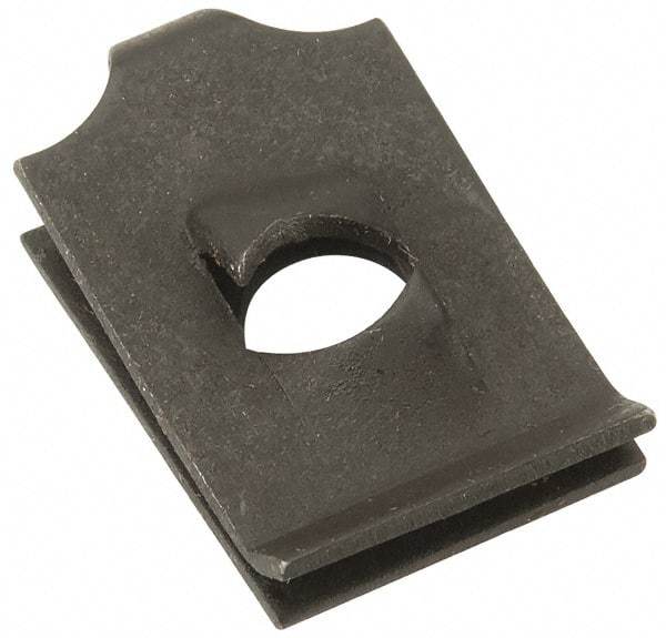 Value Collection - #10 Screw, 0.045 to 1/16" Thick, Spring Steel Standard U Nut - 13/32" Center Edge, Black Phosphate Finish - Industrial Tool & Supply