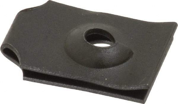 Value Collection - #10 Screw, 0.03 to 0.037" Thick, Spring Steel Standard U Nut - 3/8" Center Edge, Black Phosphate Finish - Industrial Tool & Supply