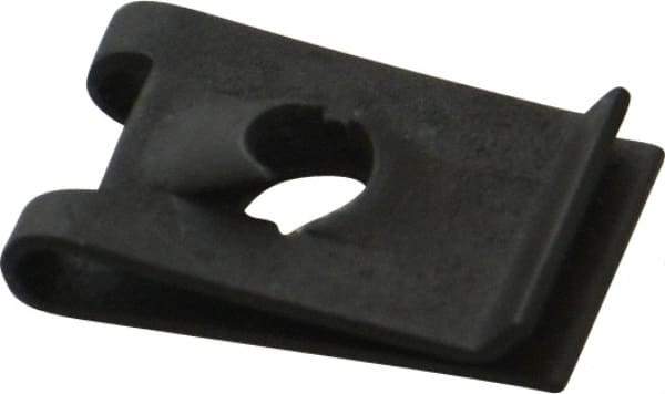 Value Collection - #10 Screw, 0.025 to 0.064" Thick, Spring Steel Standard U Nut - 3/8" Center Edge, Black Phosphate Finish - Industrial Tool & Supply