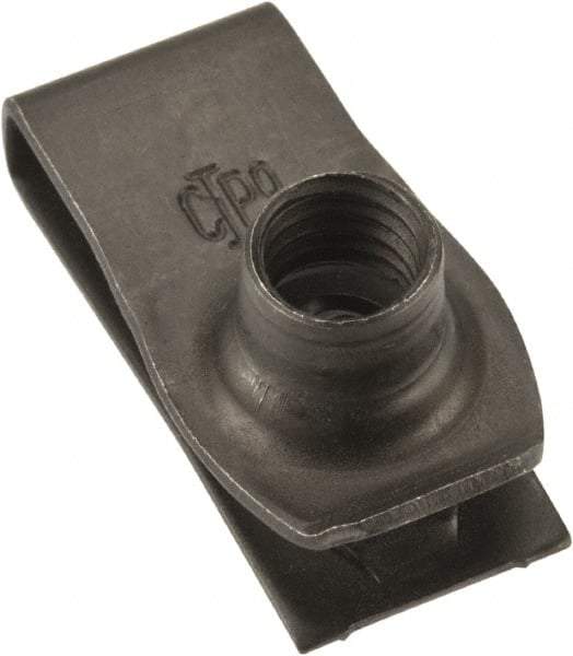 Value Collection - M8x1.25 Screw, 0.8 to 4.5mm Thick, Spring Steel Extruded Tapped Hole U Nut - 13/16" Center Edge, Black Phosphate Finish - Industrial Tool & Supply