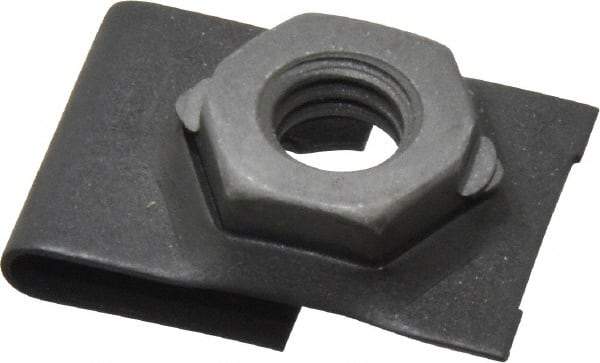 Value Collection - 5/16-18 Screw, 0.087 to 0.093" Thick, Spring Steel J Nut Retainer - 9/16" Center Edge, Black Phosphate Finish - Industrial Tool & Supply