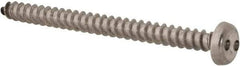 Made in USA - #8 Pan Head Spanner Sheet Metal Screw - Stainless Steel, 2" Length Under Head, Grade 18-8 - Industrial Tool & Supply