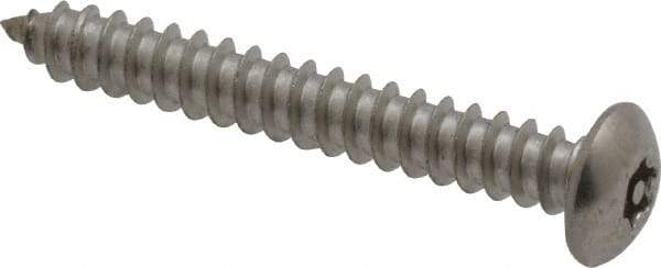 Value Collection - #8 Button Head Torx Sheet Metal Screw - Stainless Steel, 1-1/4" Length Under Head, Grade 18-8, T15 Drive - Industrial Tool & Supply