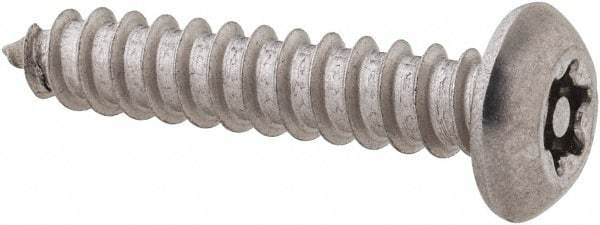 Value Collection - #10 Button Head Torx Sheet Metal Screw - Stainless Steel, 1" Length Under Head, Grade 18-8, T25 Drive - Industrial Tool & Supply