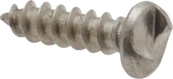 Made in USA - #6 Round Head Slotted Sheet Metal Screw - Stainless Steel, 1/2" Length Under Head, Grade 18-8 - Industrial Tool & Supply