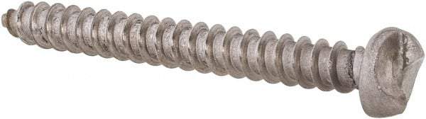 Made in USA - #8 Round Head Slotted Sheet Metal Screw - Stainless Steel, 1-1/2" Length Under Head, Grade 18-8 - Industrial Tool & Supply