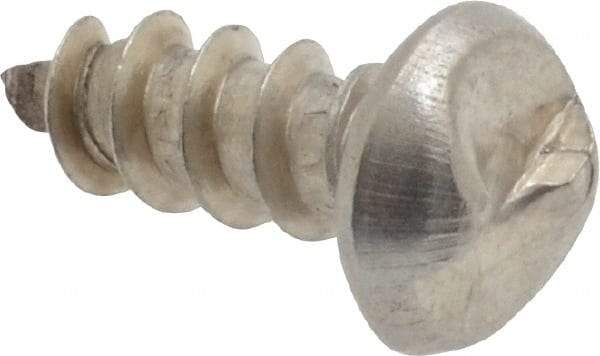 Made in USA - #10 Round Head Slotted Sheet Metal Screw - Stainless Steel, 1/2" Length Under Head, Grade 18-8 - Industrial Tool & Supply