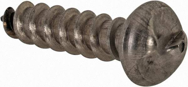 Made in USA - #10 Round Head Slotted Sheet Metal Screw - Stainless Steel, 3/4" Length Under Head, Grade 18-8 - Industrial Tool & Supply