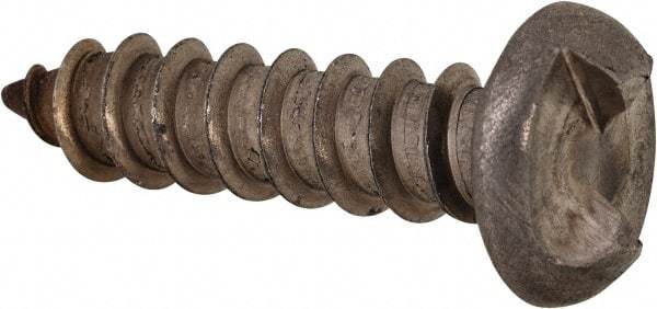 Made in USA - #14 Round Head Slotted Sheet Metal Screw - Stainless Steel, 1" Length Under Head, Grade 18-8 - Industrial Tool & Supply