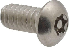 Made in USA - 1/4-20 UNC, 1/2" Length Under Head Torx Drive Machine Screw - Button Head, Grade 18-8 Stainless Steel, Uncoated, Without Washer - Industrial Tool & Supply