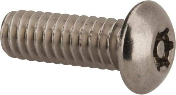 Made in USA - 1/4-20 UNC, 3/4" Length Under Head Torx Drive Machine Screw - Button Head, Grade 18-8 Stainless Steel, Uncoated, Without Washer - Industrial Tool & Supply