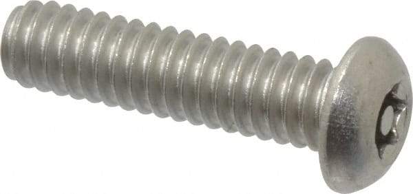 Made in USA - 1/4-20 UNC, 1" Length Under Head Torx Drive Machine Screw - Button Head, Grade 18-8 Stainless Steel, Uncoated, Without Washer - Industrial Tool & Supply