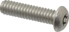 Made in USA - 1/4-20 UNC, 1" Length Under Head Torx Drive Machine Screw - Button Head, Grade 18-8 Stainless Steel, Uncoated, Without Washer - Industrial Tool & Supply