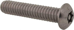 Made in USA - 1/4-20 UNC, 1-1/4" Length Under Head Torx Drive Machine Screw - Button Head, Grade 18-8 Stainless Steel, Uncoated, Without Washer - Industrial Tool & Supply