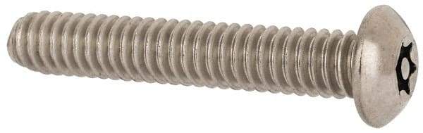 Made in USA - 1/4-20 UNC, 1-1/2" Length Under Head Torx Drive Machine Screw - Button Head, Grade 18-8 Stainless Steel, Uncoated, Without Washer - Industrial Tool & Supply