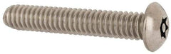 Made in USA - 1/4-20 UNC, 1-1/2" Length Under Head Torx Drive Machine Screw - Button Head, Grade 18-8 Stainless Steel, Uncoated, Without Washer - Industrial Tool & Supply