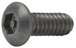 Made in USA - #10-24 UNC Pin In Hex Socket Drive, Button Screw - Grade 18-8 Stainless Steel, Uncoated, 3/8" Length Under Head - Industrial Tool & Supply