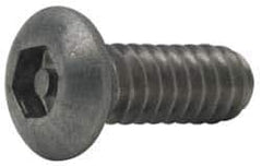 Made in USA - #10-24 UNC Pin In Hex Socket Drive, Button Screw - Grade 18-8 Stainless Steel, Uncoated, 3/8" Length Under Head - Industrial Tool & Supply